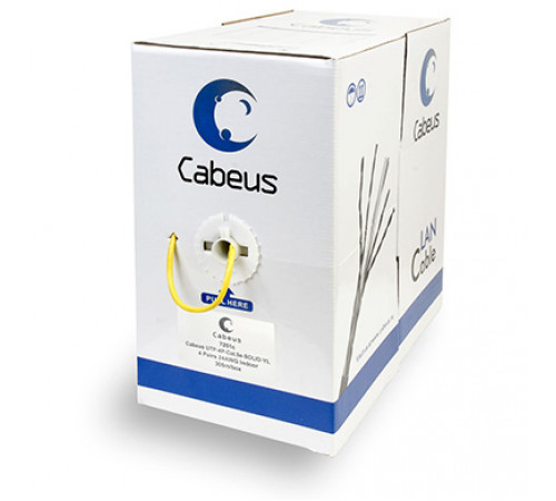 Cabeus UTP-4P-Cat.5e-SOLID-YL Кабель витая пара UTP (U/UTP), категория 5e, 4 пары 0,51мм (24 AWG), одножильный, жёлтый  (305 м)