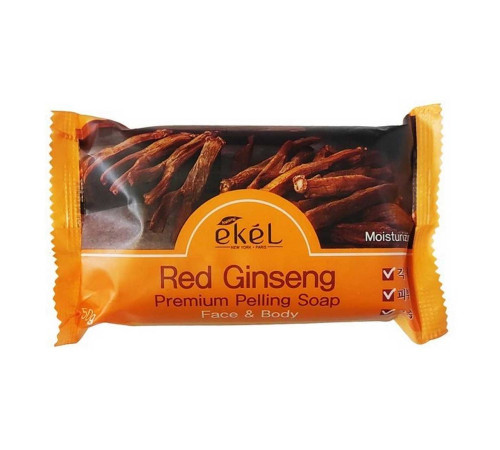 Ekel Мыло косметическое с экстрактом красного женьшеня / Peeling Soap Red Ginseng, 150 г