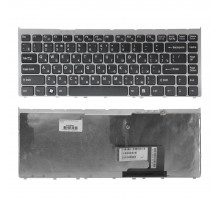 Клавиатура для ноутбука Sony Vaio VGN-FW, VGNFW Series. Плоский Enter. Черная, с серебристой рамкой. PN: 148084121.