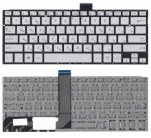 Клавиатура для ноутбука Asus TP300, TP300L серебристая без рамки