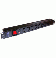 Блок розеток 19" 8 шт. C13, 10A 250V, без шнура питания TWT-PDU19-10A8C13