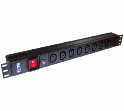 Блок розеток 19" 8 шт. C13, 10A 250V, без шнура питания TWT-PDU19-10A8C13