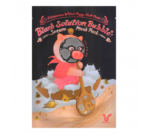 Elizavecca Маска пузырьковая для лица с порошком чёрного угля / Black Solution Bubble Serum Mask Pack, 28 мл