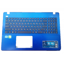 Клавиатура для ноутбука Asus X550, X550VA, X550EA, K550CC, F550CC, P550CA, R510C черная, верхняя панель в сборе (голубая)