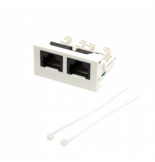 Вставка Mosaic 22.5x45 2xRJ45 Cat.5e, белая   LAN-WA-LP-2x45/5E-WH