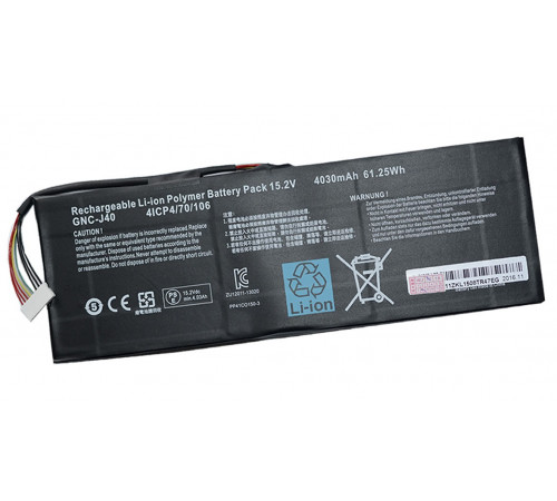 Аккумулятор для Schenker GNC-J40, xmg c504 (916ta013f), 4030mAh, 15.2V