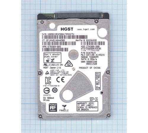 Жесткий диск HDD 2,5 500GB HGST Travelstar Z7K500-500