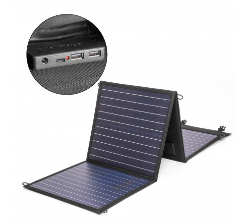 Солнечная батарея TOP-SOLAR-80 80W 18V DC, Type-C PD 60W, 2 USB, влагозащищенная, складная на 4 секции