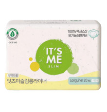 IT'S ME Прокладки женские гигиенические ежедневные / Slim Organic Cotton Pads Long Liner, 180 мм, 1 капля, 20 шт.