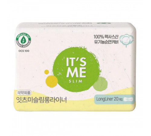 IT'S ME Прокладки женские гигиенические ежедневные / Slim Organic Cotton Pads Long Liner, 180 мм, 1 капля, 20 шт.