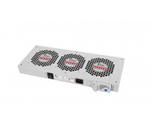 Вентиляторный модуль Rem R-FAN, 230V, 45х432х195 мм (ВхШхГ), вентиляторов: 3, 130 дБ, поток: 450 м3/ч, для шкафов ЦМО, Elbox, цвет: серый R-FAN-3T