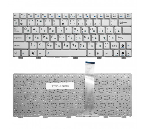 Клавиатура для ноутбука Asus Eee PC 1011PX, 1015, TF101 Series. Плоский Enter. Белая, без рамки. PN: V103646OS1.