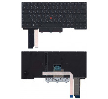 Клавиатура для ноутбука Lenovo Thinkpad E14 черная с подсветкой и указателем