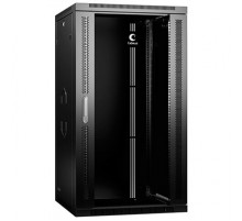 Cabeus SH-05F-22U60/60-BK Шкаф телекоммуникационный настенный 19" 22U 600x600x1082mm (ШхГхВ) дверь стекло, цвет черный (RAL 9004)