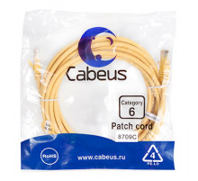 Cabeus PC-UTP-RJ45-Cat.6-5m-YL Патч-корд U/UTP, категория 6, 2xRJ45/8p8c, неэкранированный, желтый, PVC, 5м