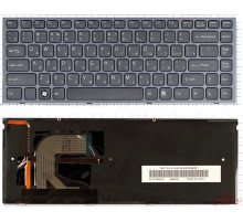 Клавиатура для ноутбука Sony Vaio VPC-S черная, рамка синяя, с подсветкой