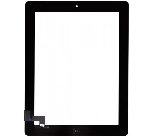 Сенсорное стекло (тачскрин) для iPad 2 (A1395, A1396, A1397) черное с кнопкой OEM