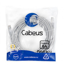 Cabeus PC-SSTP-RJ45-Cat.6a-10m-LSZH Патч-корд S/FTP, категория 6а (10G), 2xRJ45/8p8c, экранированный, серый, LSZH, 10м