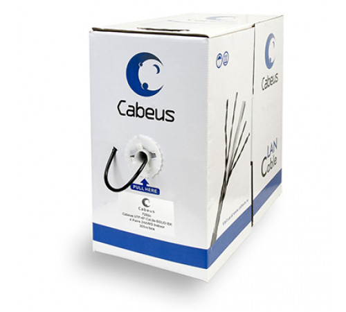 Cabeus UTP-4P-Cat.5e-SOLID-BK Кабель витая пара UTP (U/UTP), категория 5e, 4 пары 0,51мм (24 AWG), одножильный, черный (305 м)