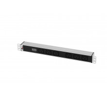 Блок розеток Rem-32 с амп., 6 IEC 60320 C19, 32 А, алюм., 19", колодка R-32-6C19-Am-440-K