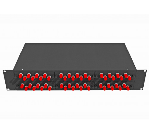 Кросс оптический стоечный 19", 48 ST/UPC адаптера, одномодовый, 2U, черный, укомплектованный, TopLAN