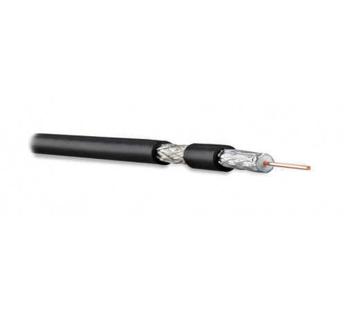 COAX-RG6-100 Кабель коаксиальный RG-6, 75 Ом (ТВ, SAT, CATV), жила - 18 AWG (1.02 mm, омедненная сталь), общий диаметр 6.9мм, PVC, черный (бухта 100 м