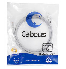 Cabeus PC-UTP-RJ45-Cat.6-1.5m Патч-корд U/UTP, категория 6, 2xRJ45/8p8c, неэкранированный, серый, PVC, 1.5м