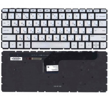 Клавиатура для ноутбука HP ENVY 13-D010CA, 13-D010NR, 13-D023CL, 13-D040WM, 13-D, 13-ab001ur серебряная, с подсветкой