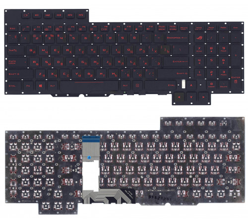 Клавиатура для ноутбука Asus GX700, GX700VO черная, кнопки красные, с подсветкой