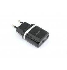 Блок питания (сетевой адаптер) HOCO C12 Smart два порта USB, 5V, 2.4A, черный