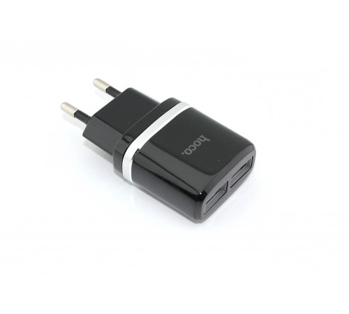 Блок питания (сетевой адаптер) HOCO C12 Smart два порта USB, 5V, 2.4A, черный