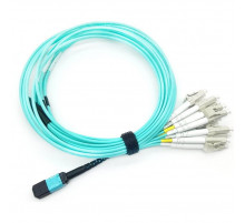 Сборка кабельная MPO-12LC 12 волокон OM3 низкие потери LSZH 2м аква LAN-12M-12LC/OM3-2.0
