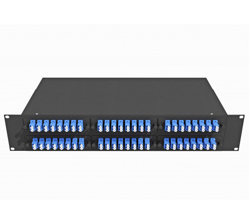 Кросс оптический стоечный 19", 96 LC/UPC адаптеров, одномодовый, 2U, черный, укомплектованный, TopLAN