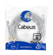 Cabeus PC-FTP-RJ45-Cat.6-10m-LSZH Патч-корд F/UTP, категория 6, 2xRJ45/8p8c, экранированный, серый, LSZH, 10м