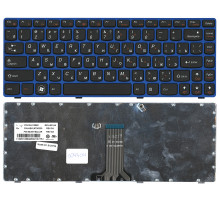 Клавиатура для ноутбука Lenovo IdeaPad Z470 G470AH G470GH Z370 черная с голубой рамкой