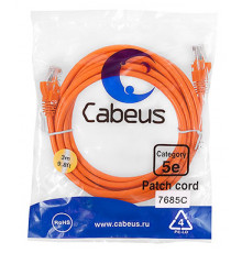 Cabeus PC-UTP-RJ45-Cat.5e-3m-OR-LSZH Патч-корд U/UTP, категория 5е, 2xRJ45/8p8c, неэкранированный, оранжевый, LSZH, 3м