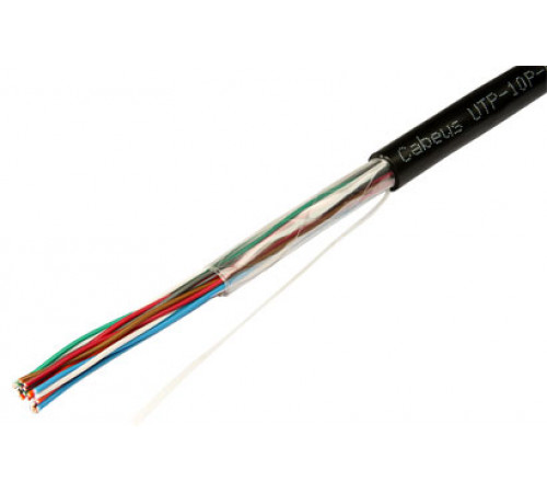 Cabeus UTP-10P-Cat.3-OUT Кабель витая пара UTP (U/UTP), категория 3, 10 пар (24 AWG), одножильный (solid), для внешней прокладки, UV PE