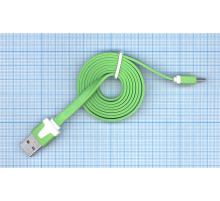 Плоский кабель Color USB-microUSB 1.0m USB-2.0 Green (Зеленый)