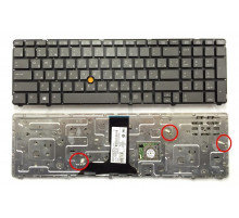 Клавиатура для ноутбука HP EliteBook 8760P, 8760W, 8770P, 8770W черная, без рамки, с джойстиком