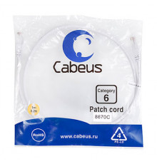 Cabeus PC-UTP-RJ45-Cat.6-1m-WH Патч-корд U/UTP, категория 6, 2xRJ45/8p8c, неэкранированный, белый, PVC, 1м