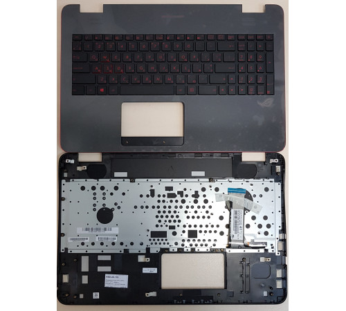 Клавиатура для ноутбука Asus N551, G551, GL551, GL551J черная, с подсветкой, верхняя панель в сборе (черная)