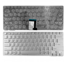 Клавиатура для ноутбука Sony Vaio VPC-CA, VPC-SA серебряная, без рамки