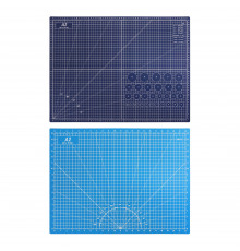 Коврик для макетирования и резки 45x60см A2 двусторонний с разметкой. ПВХ с самовосстанавливающимся покрытием. Цвет синий