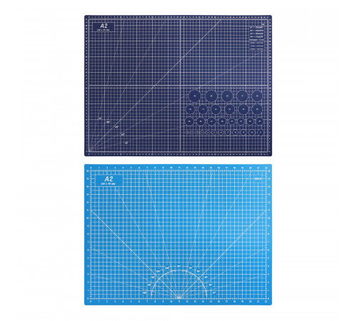 Коврик для макетирования и резки 45x60см A2 двусторонний с разметкой. ПВХ с самовосстанавливающимся покрытием. Цвет синий