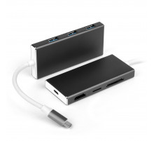 USB-концентратор Type-C USB Hub 7 в 1. USB 3.0, USB-C, HDMI, Micro/SD кардридер. Кабель 9.5 см.