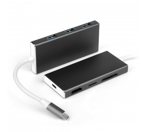 USB-концентратор Type-C USB Hub 7 в 1. USB 3.0, USB-C, HDMI, Micro/SD кардридер. Кабель 9.5 см.