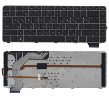 Клавиатура для ноутбука HP Envy 14-1000 черная с коричневой рамкой, белая подсветка