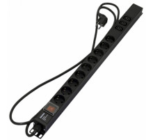 SHE-9SH-3IEC-S-2.5EU Блок розеток, вертикальный, 9 розеток Schuko, 3 розетки IEC320 C13, выключатель с подсветкой, кабель питания 2.5м (3х1.5мм2) с ви