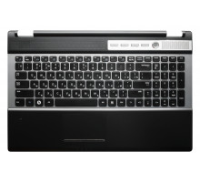 Клавиатура для ноутбука Samsung RF510, RF511 черная, верхняя панель в сборе (серая)
