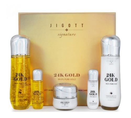 Jigott Набор средств для лица: тонер, эмульсия, крем / Signature 24K Gold Essential Skin Care 3 Set